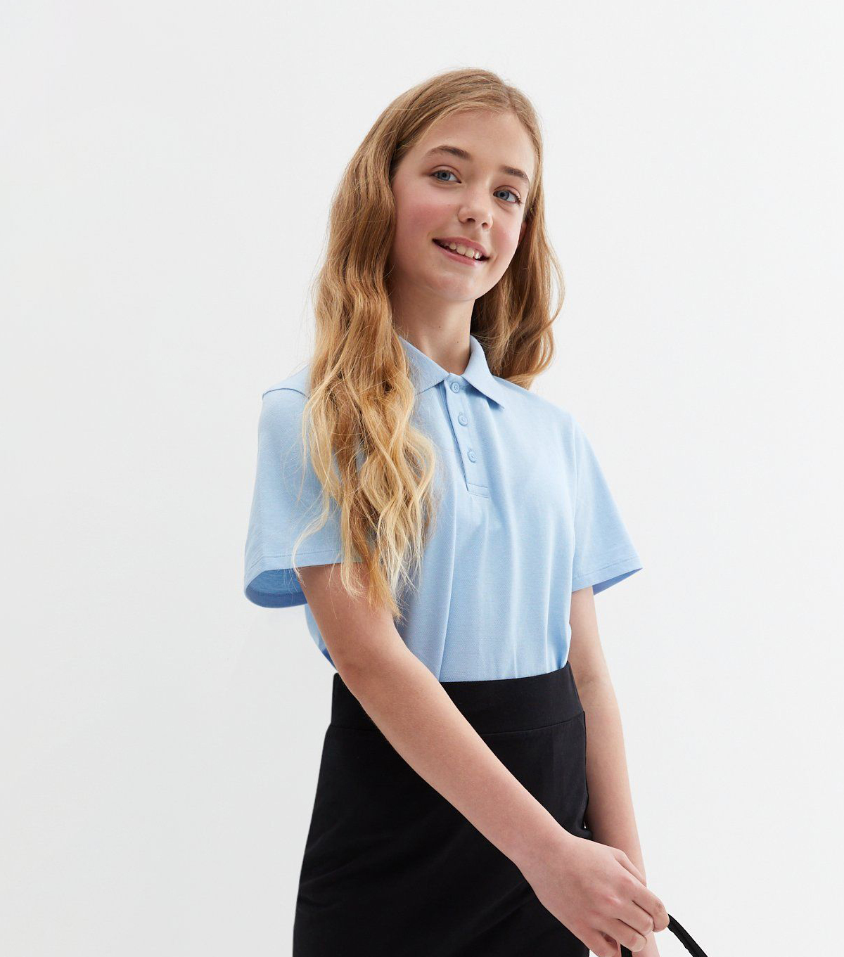 schoolgirl polo shirt blue